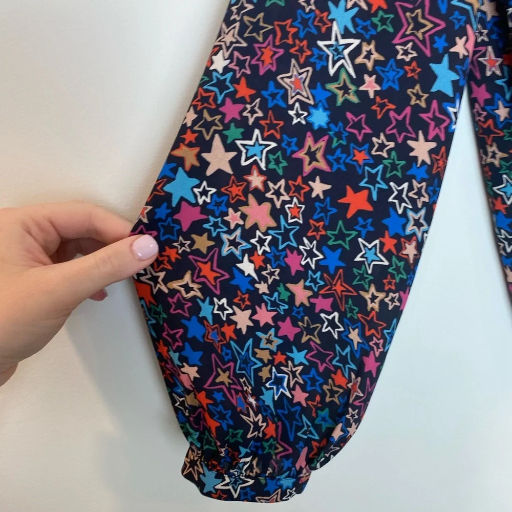 EEUC J. Crew Kaleidoscope Star One Shoulder Blouse - Picture 8 of 10